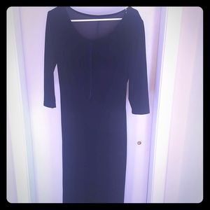 Dark Blue Velvet Floor Length Dress